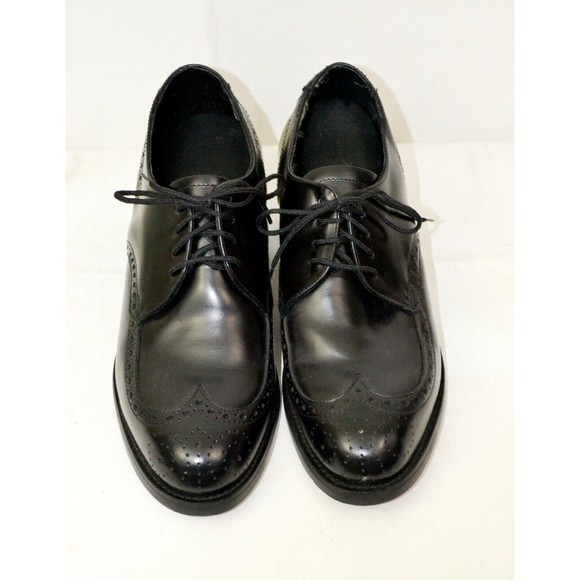 Men\'s Leather Size 8 Dress Wingtip Lift Shoes Black 3\